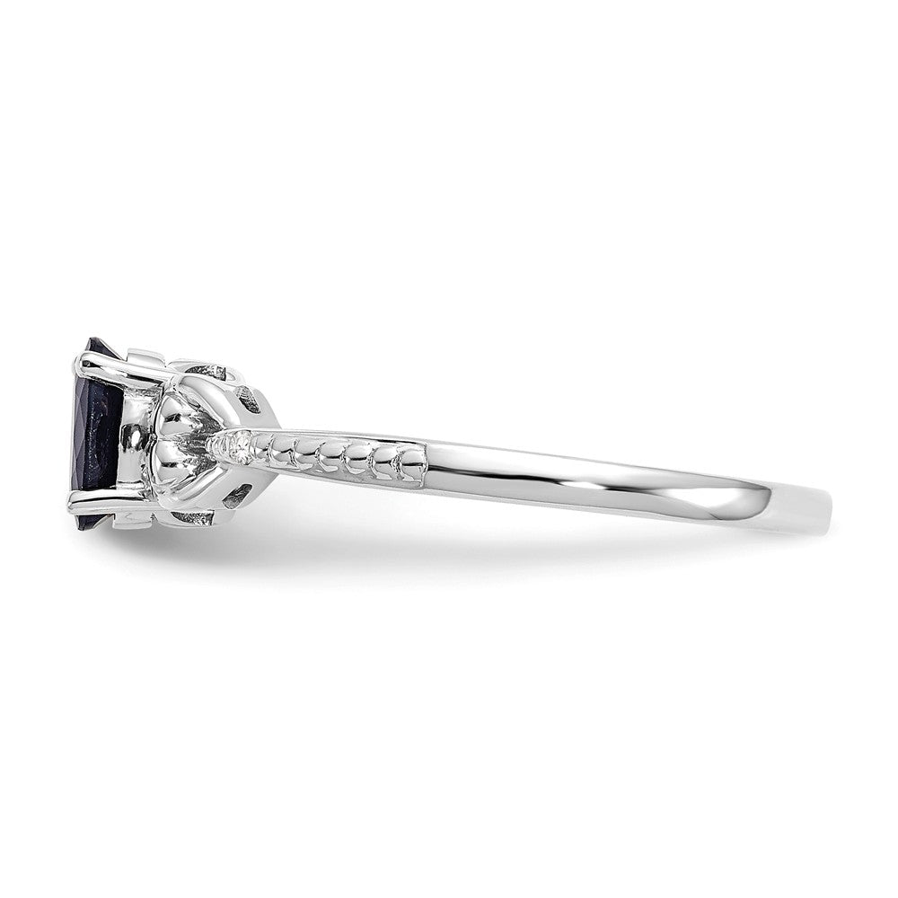 10k White Gold Sapphire Diamond Ring, Size: 7