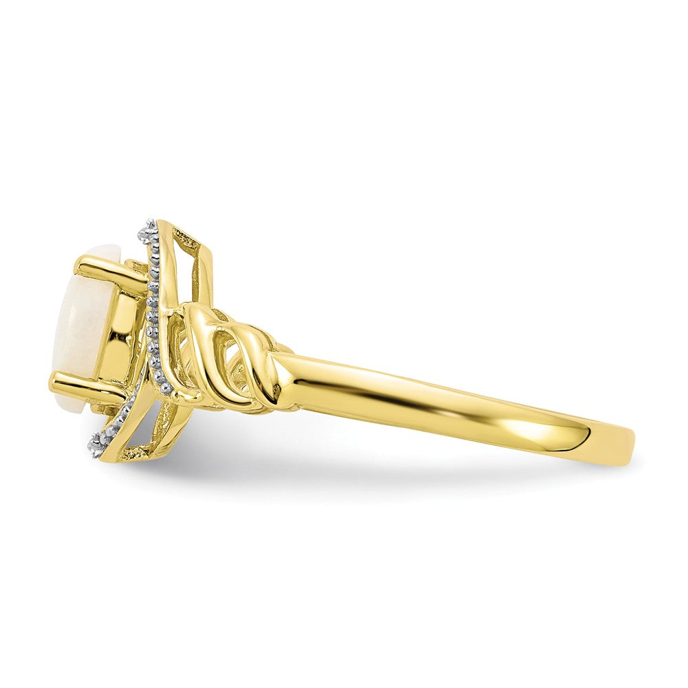 10k Yellow Gold Opal Diamond Ring, Size: 7