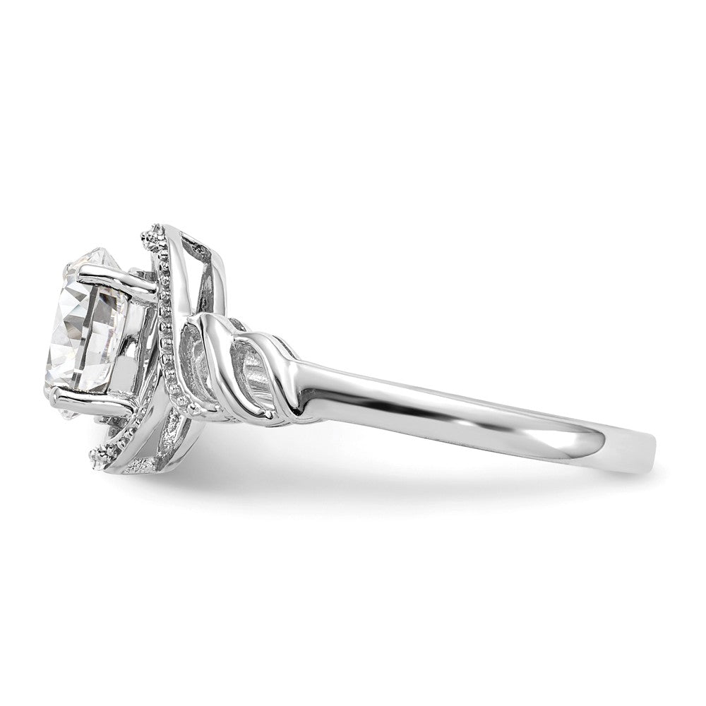 10k White Gold White Topaz Diamond Ring, Size: 7