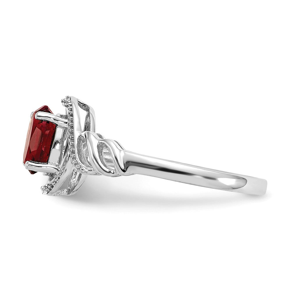10k White Gold Ruby Diamond Ring, Size: 7