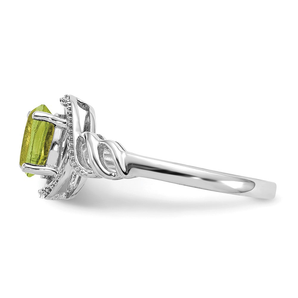 10k White Gold Peridot Diamond Ring, Size: 7