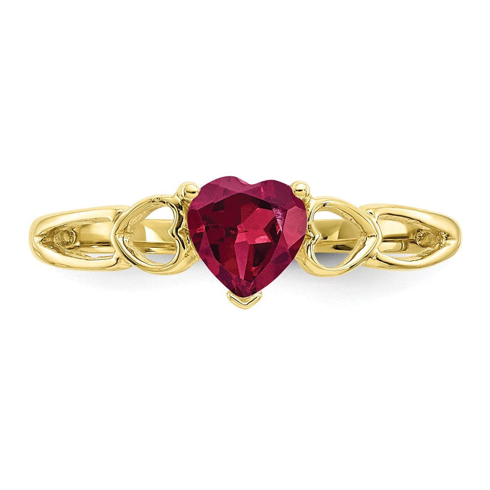 10k Yellow Gold Polished Geniune Ruby Birthstone Ring, Size: 6