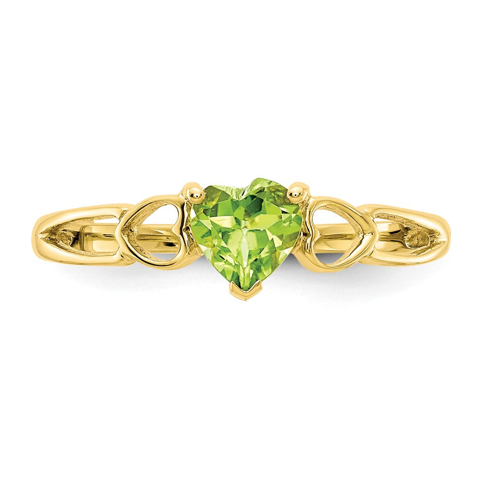 10k Yellow Gold Polished Geniune Peridot Birthstone Ring, Size: 6