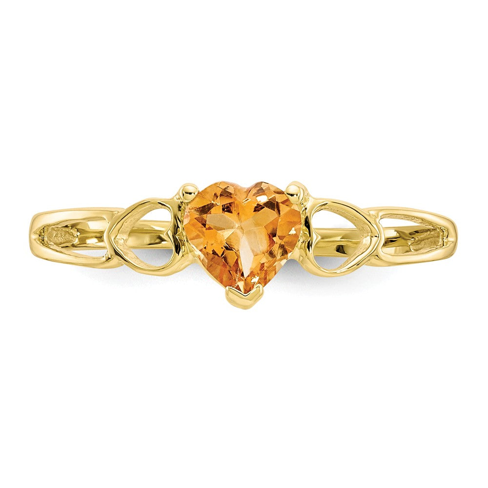 10k Yellow Gold Polished Geniune Citrine Birthstone Ring, Size: 6