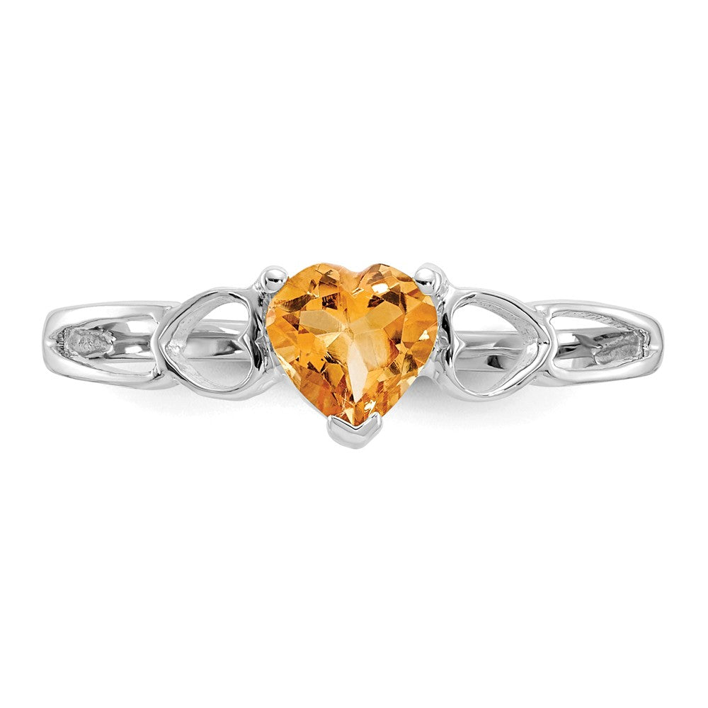 10k White Gold Polished Geniune Citrine Birthstone Ring, Size: 6