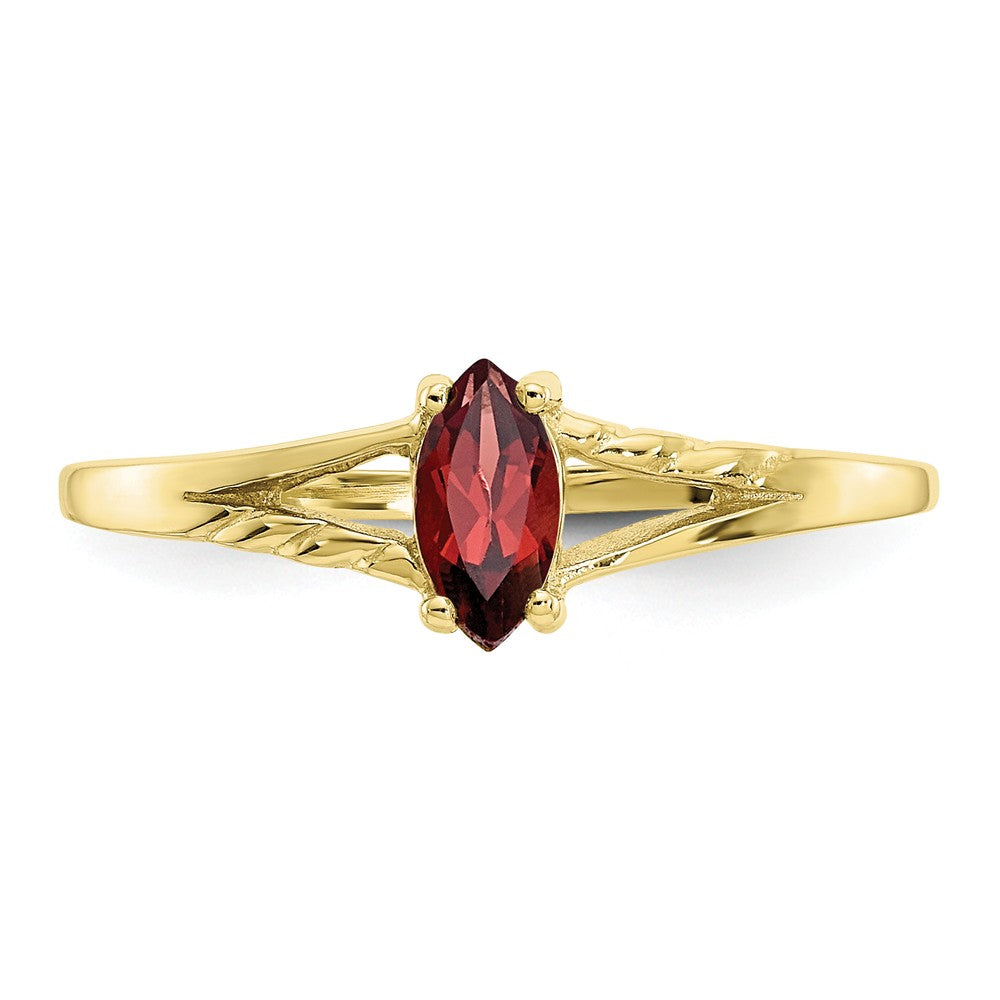 10k Yellow Gold Polished Geniune Garnet Birthstone Ring, Size: 7