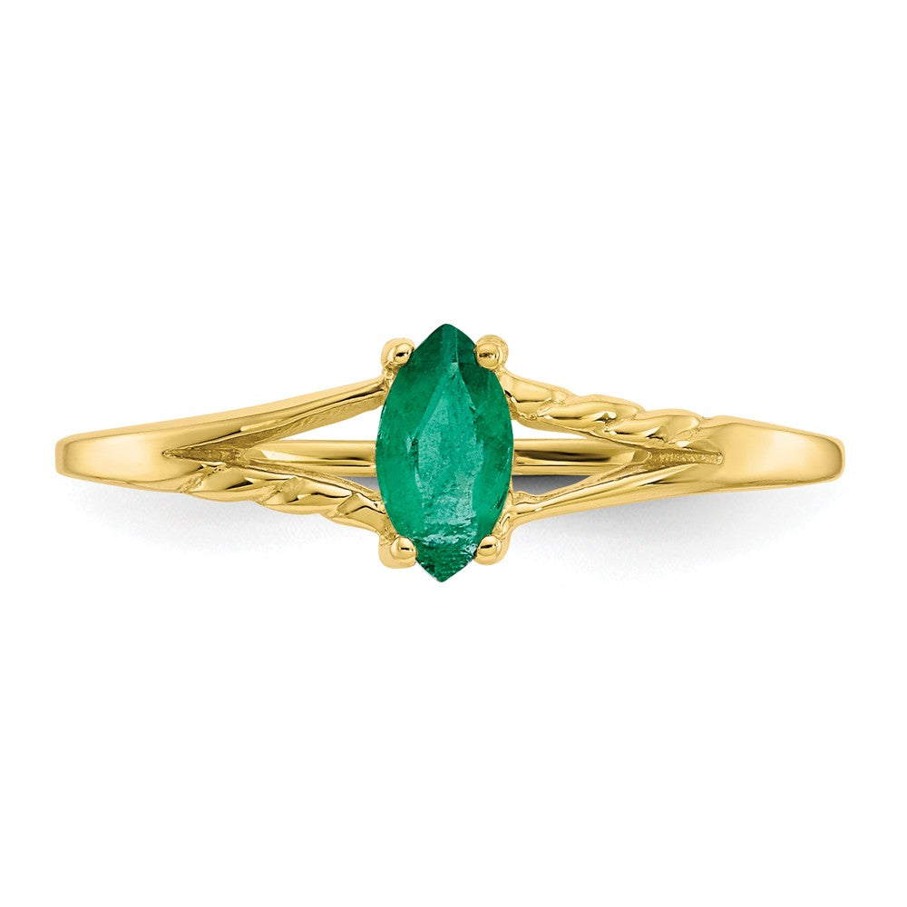 10k Yellow Gold Polished Geniune Emerald Birthstone Ring, Size: 7