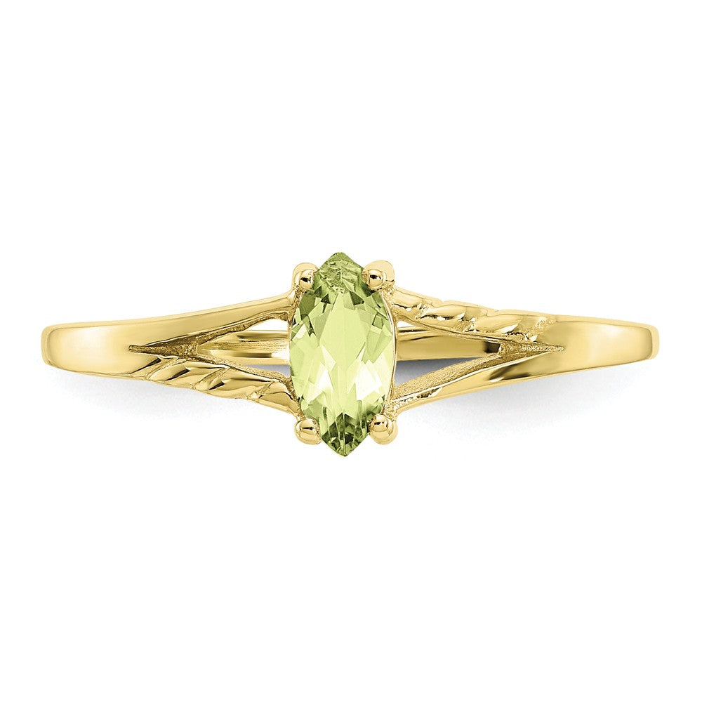10k Yellow Gold Polished Geniune Peridot Birthstone Ring, Size: 7