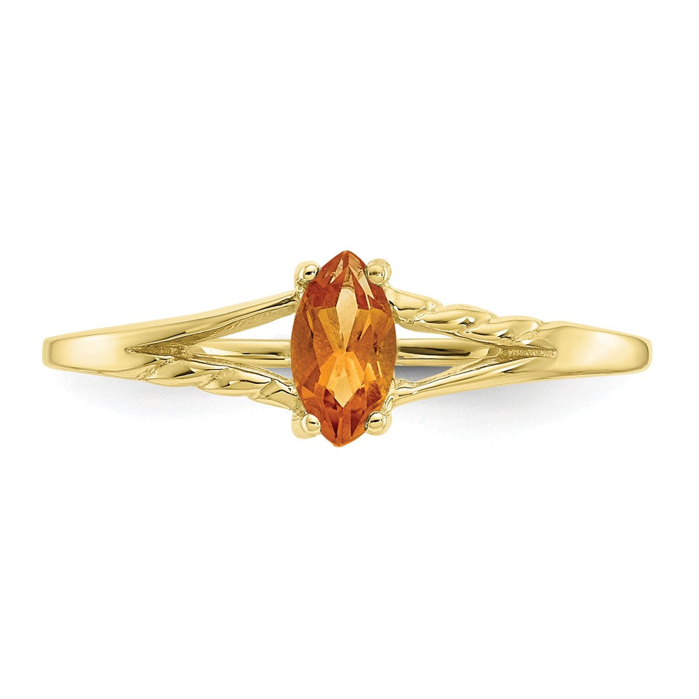 10k Yellow Gold Polished Geniune Citrine Birthstone Ring, Size: 7