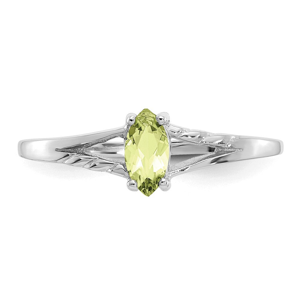 10k White Gold Polished Geniune Peridot Birthstone Ring, Size: 6