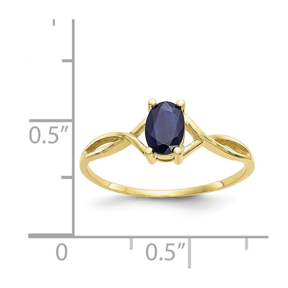 10k Yellow Gold Polished Geniune Sapphire Birthstone Ring, Size: 7