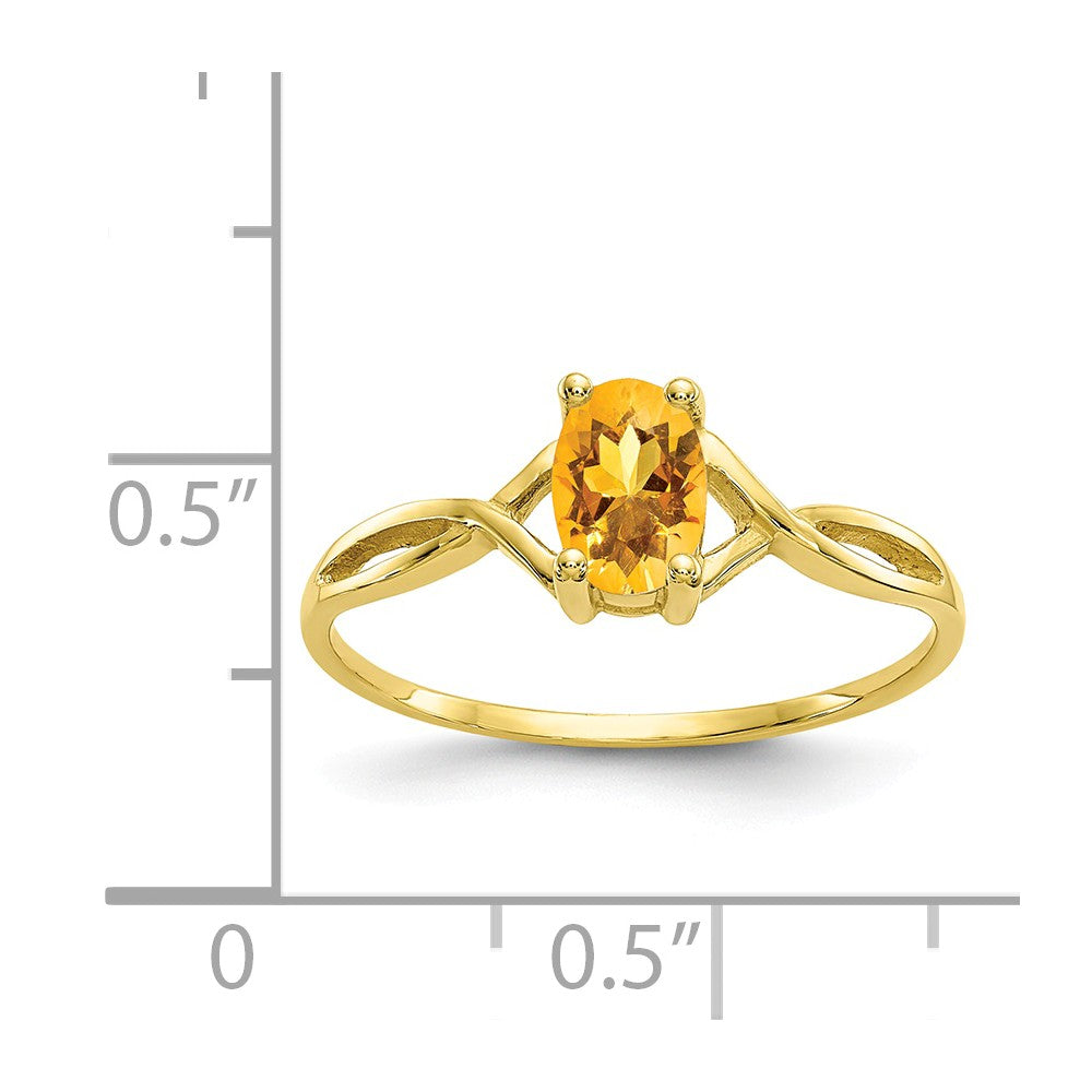 10k Yellow Gold Polished Geniune Citrine Birthstone Ring, Size: 7