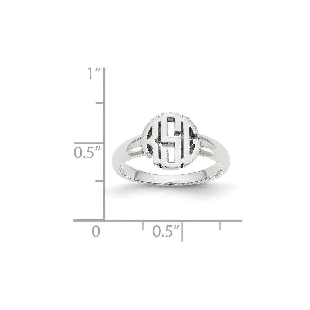 10k White Gold Monogram Signet Ring, Size: 7