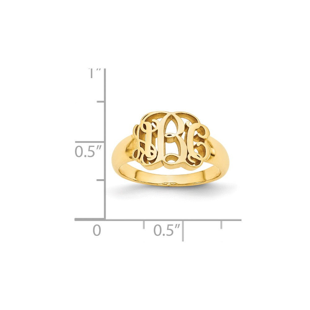 10k Yellow Gold Monogram Signet Ring, Size: 7