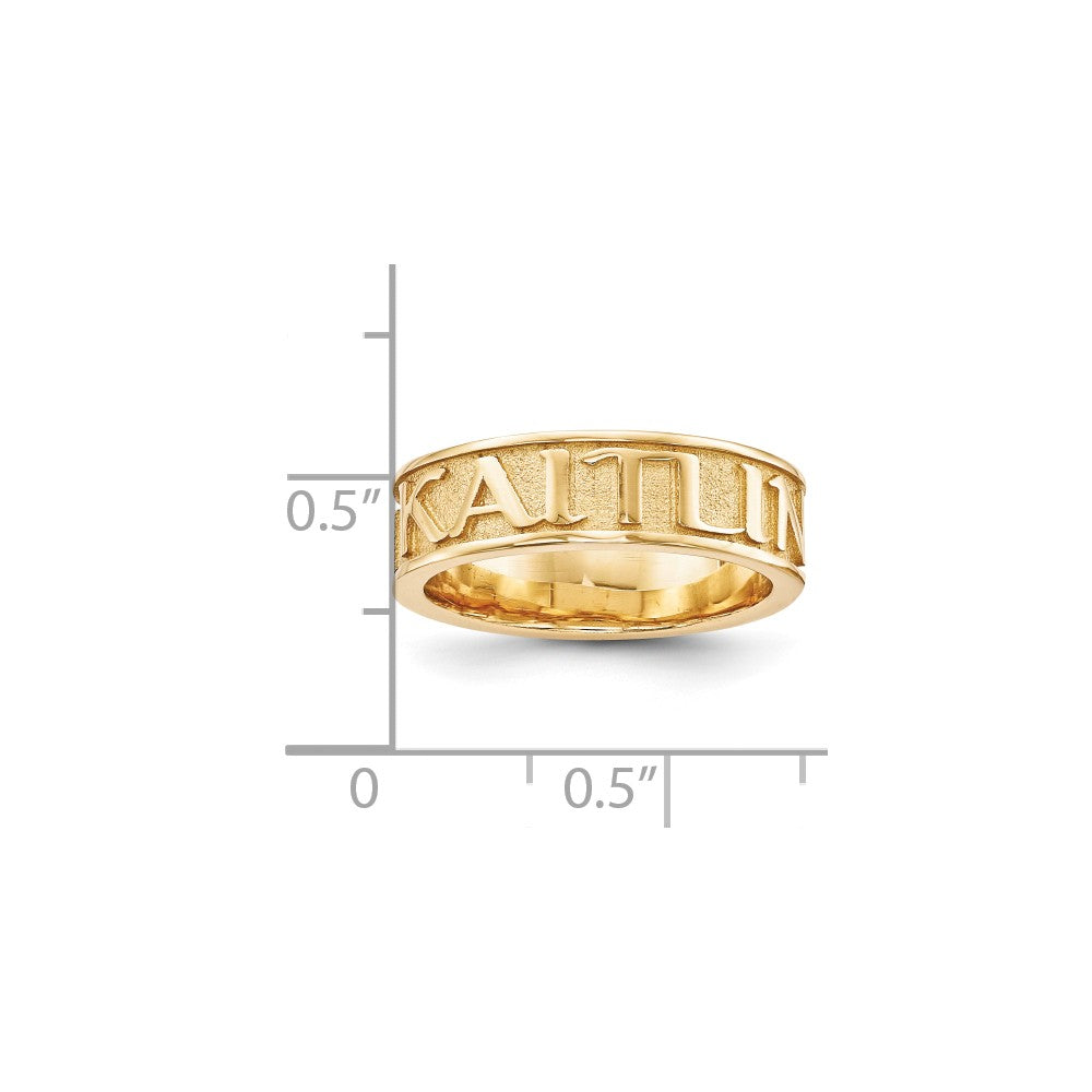 10k Yellow Gold Casted High Polish with Sandblast background Ring, Size: 7