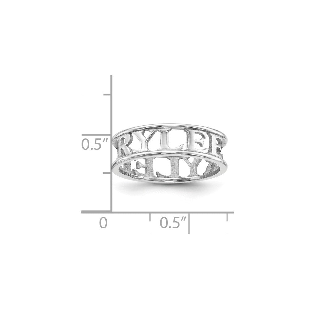 10k White Gold Casted High Polish Name Ring, Size: 10