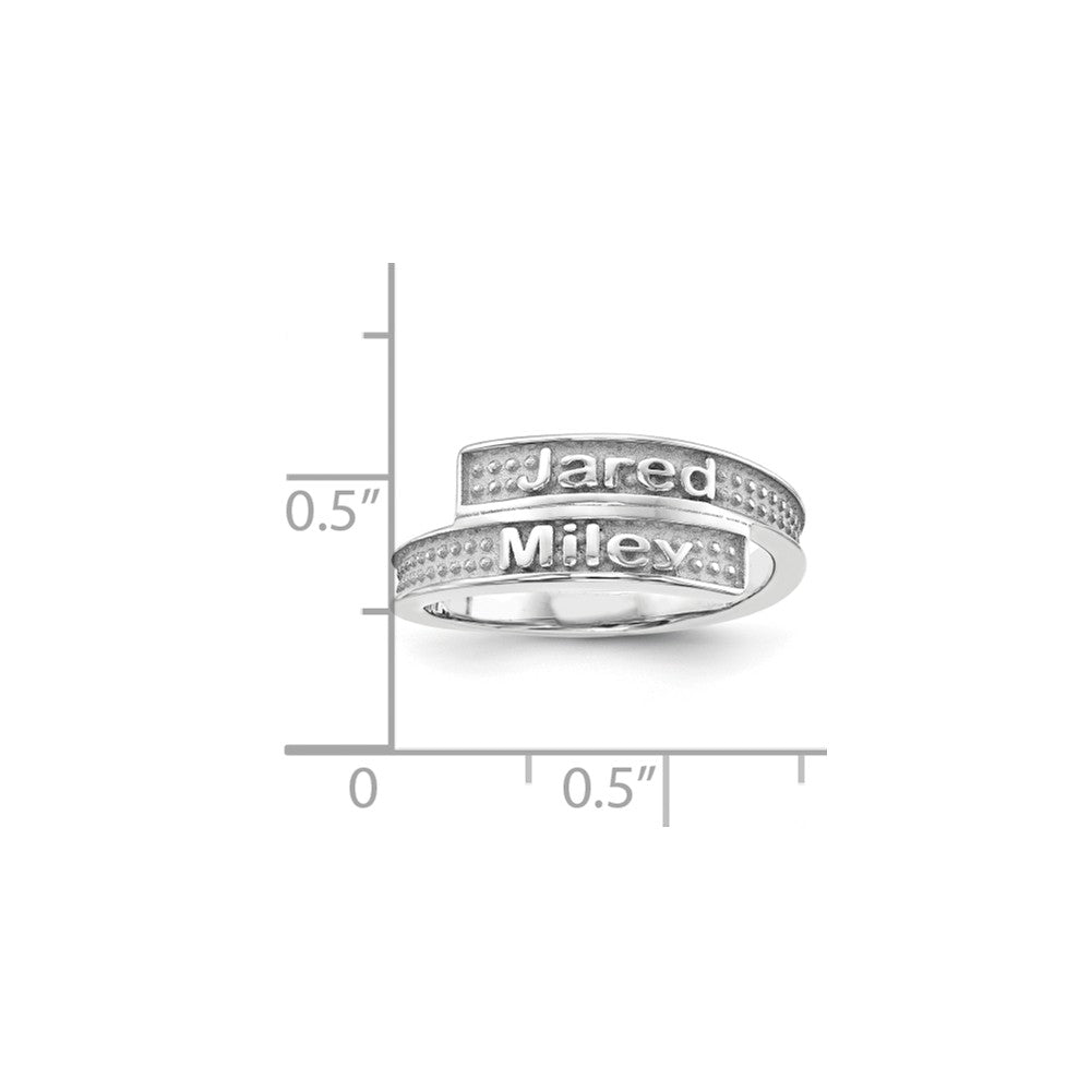 10k White Gold Casted High Polish with Sandblast background Ring, Size: 10