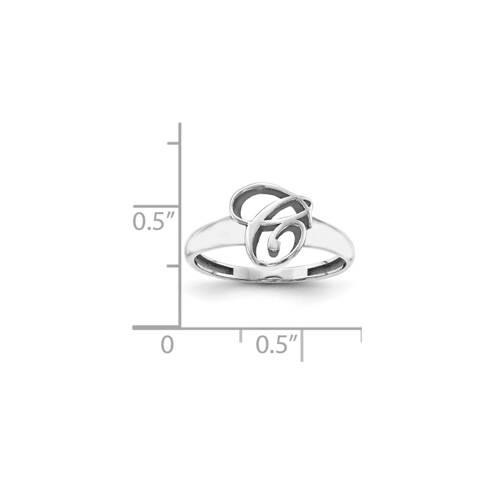 10k White Gold Casted High Polish Initial Ring, Size: 10