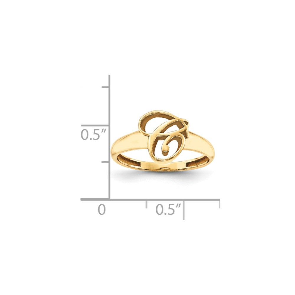 10k Yellow Gold Casted High Polish Initial Ring, Size: 10