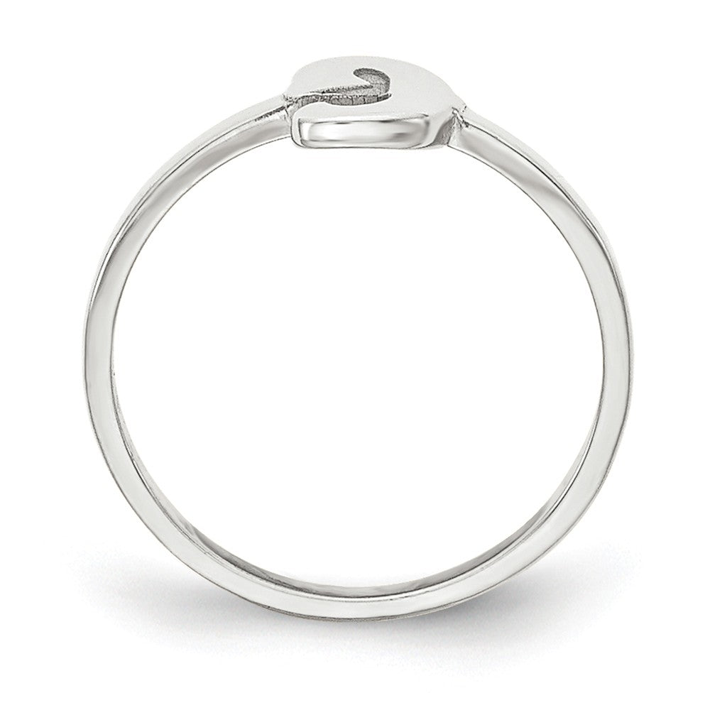 10k White Gold Laser Polished Initial Script or Block Font Ring, Size: 7