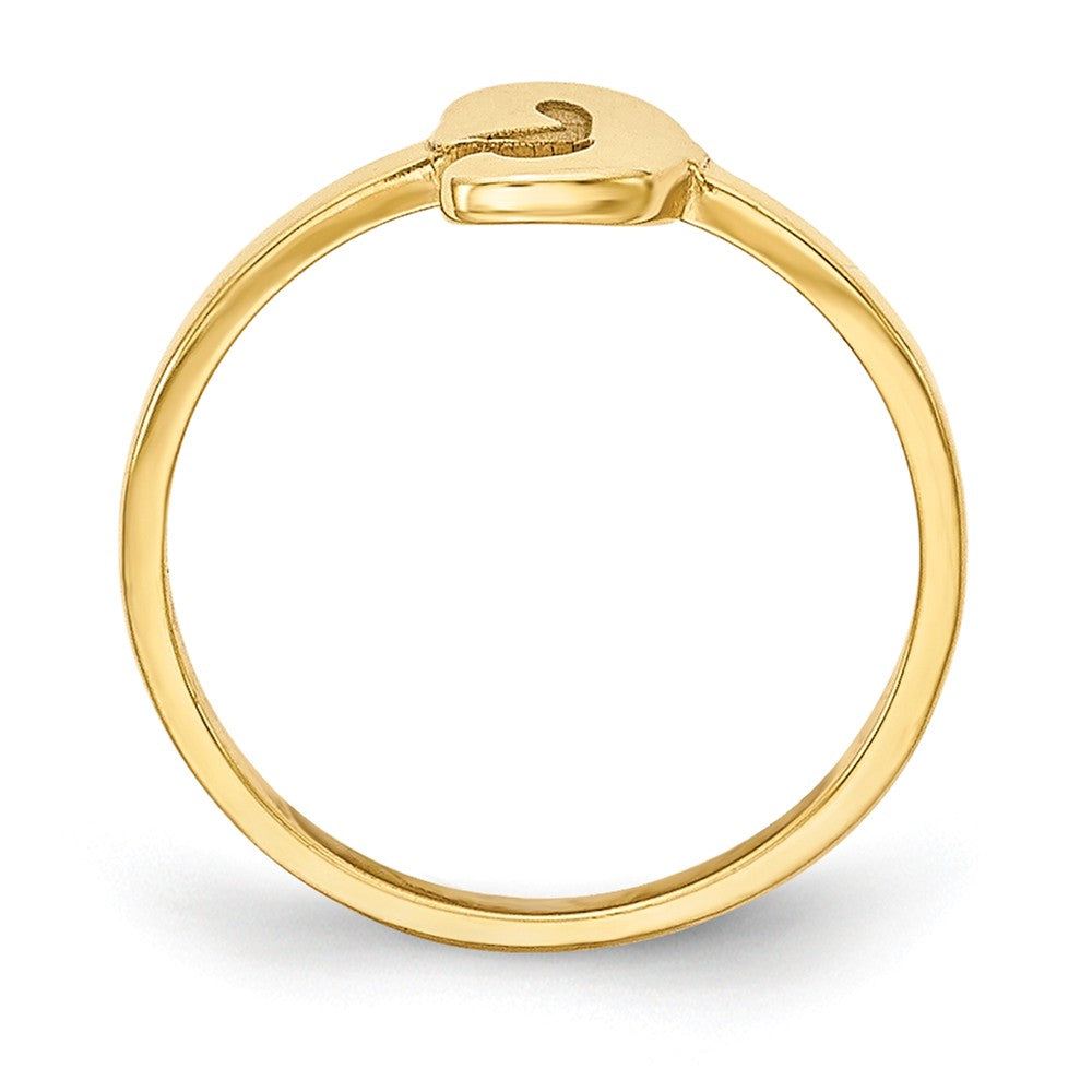 10k Yellow Gold Laser Polished Initial Script or Block Font Ring, Size: 7