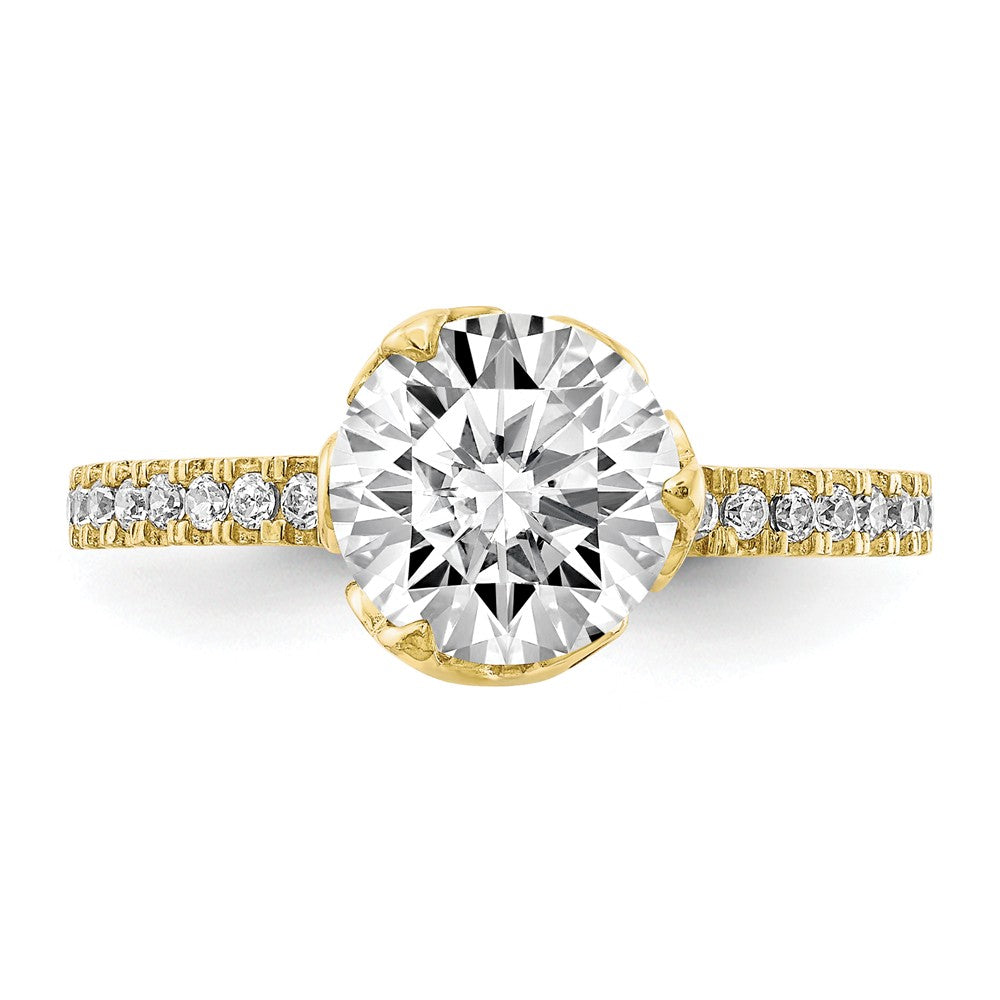 10k Yellow Gold Tiara Collection Polished CZ Ring, Size: 7