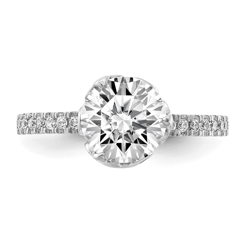 10K Tiara Collection White Gold Polished CZ Ring, Size: 7