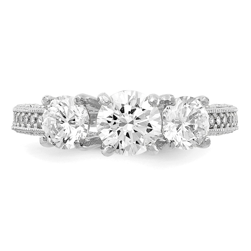 10K Tiara Collection White Gold Polished CZ Ring, Size: 7