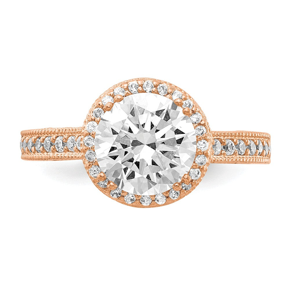 10K Tiara Collection Rose Gold Polished CZ Ring, Size: 7