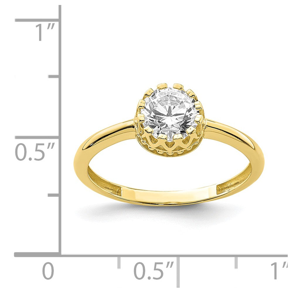 10k Yellow Gold Tiara Collection Polished CZ Ring, Size: 7
