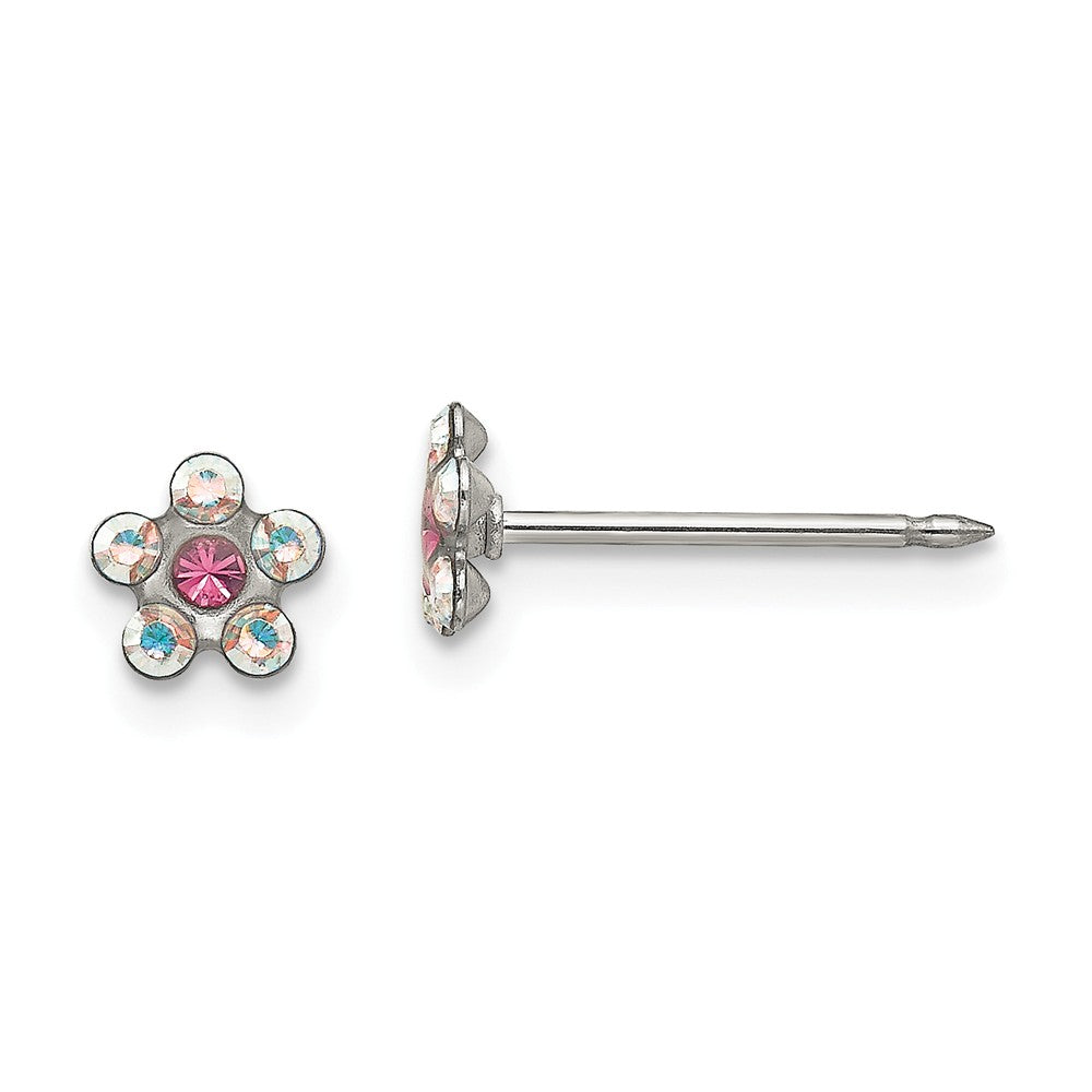 Inverness Stainless Steel Clear/Rose Crystal Post Earrings, 5mm x 5mm
