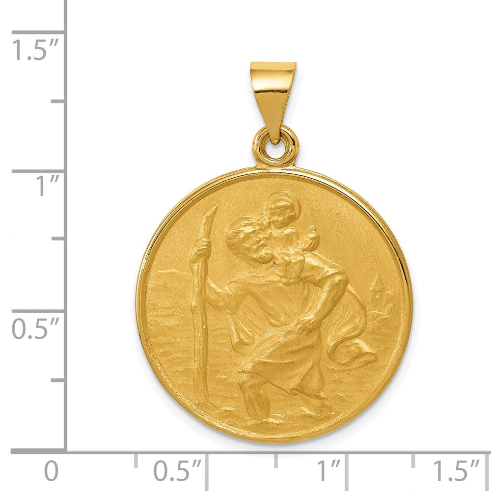 Million Charms 18K Yellow Gold Themed Religious Saint Christopher Medal Pendant
