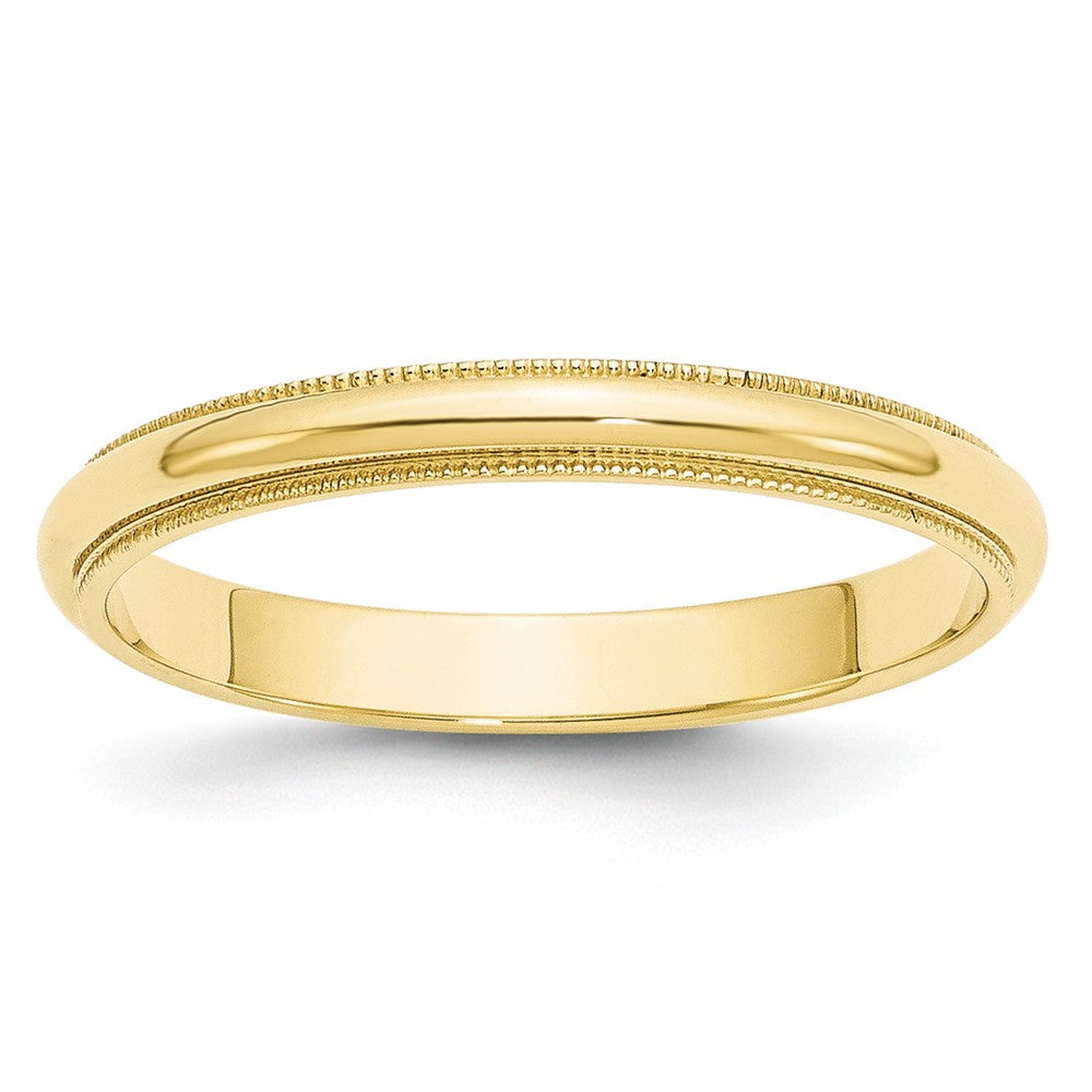 10k Yellow Gold 3mm Milgrain Half Round Wedding Band Size 9