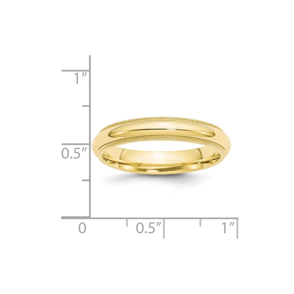 10k Yellow Gold 4mm Milgrain Comfort Fit Wedding Band Size 10