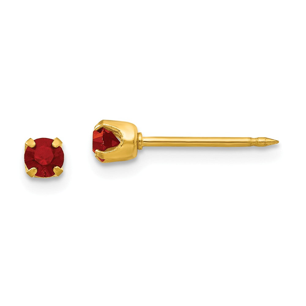 Inverness 24k Plated July Crystal Birthstone Earrings, 3mm x 3mm