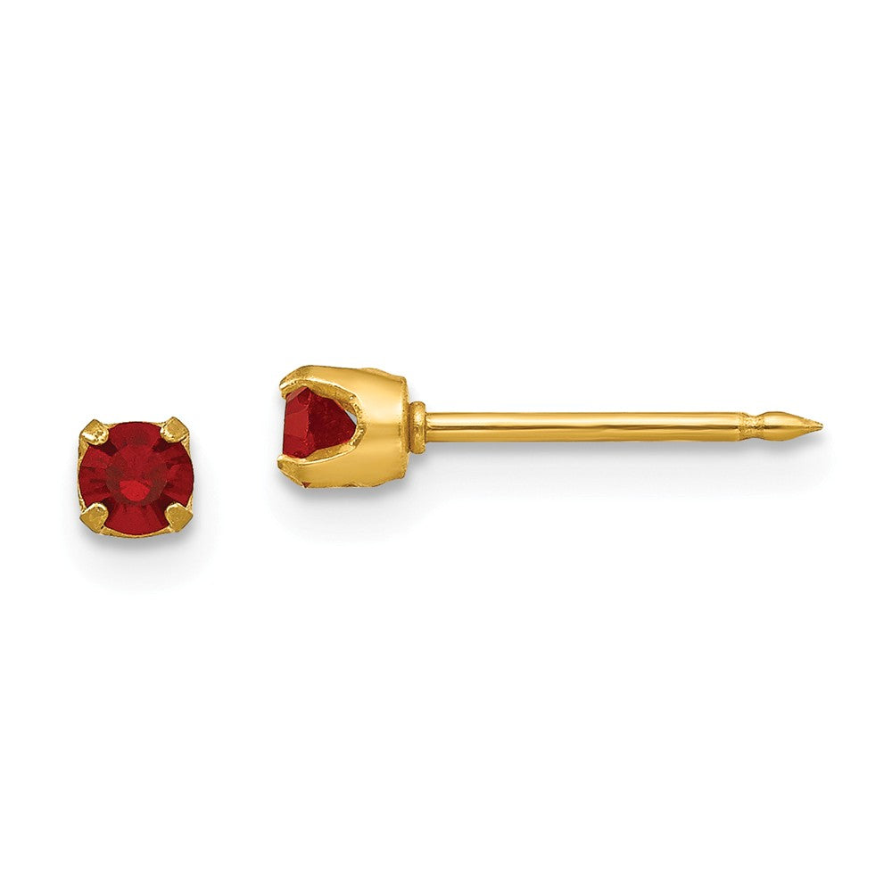 Inverness 14k Yellow Gold 3mm July Crystal Birthstone Post Earrings, 3mm x 3mm