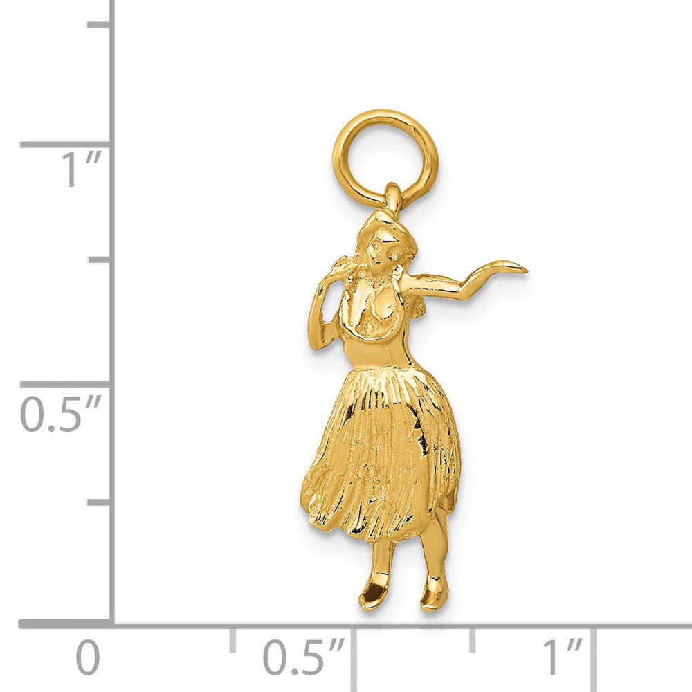 Million Charms 14K Yellow Gold Themed 3-D Hula Dancer Charm