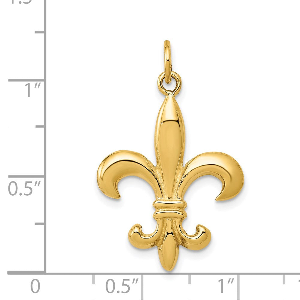 Million Charms 14K Yellow Gold Themed Solid Fleur De Lis 3-D Charm