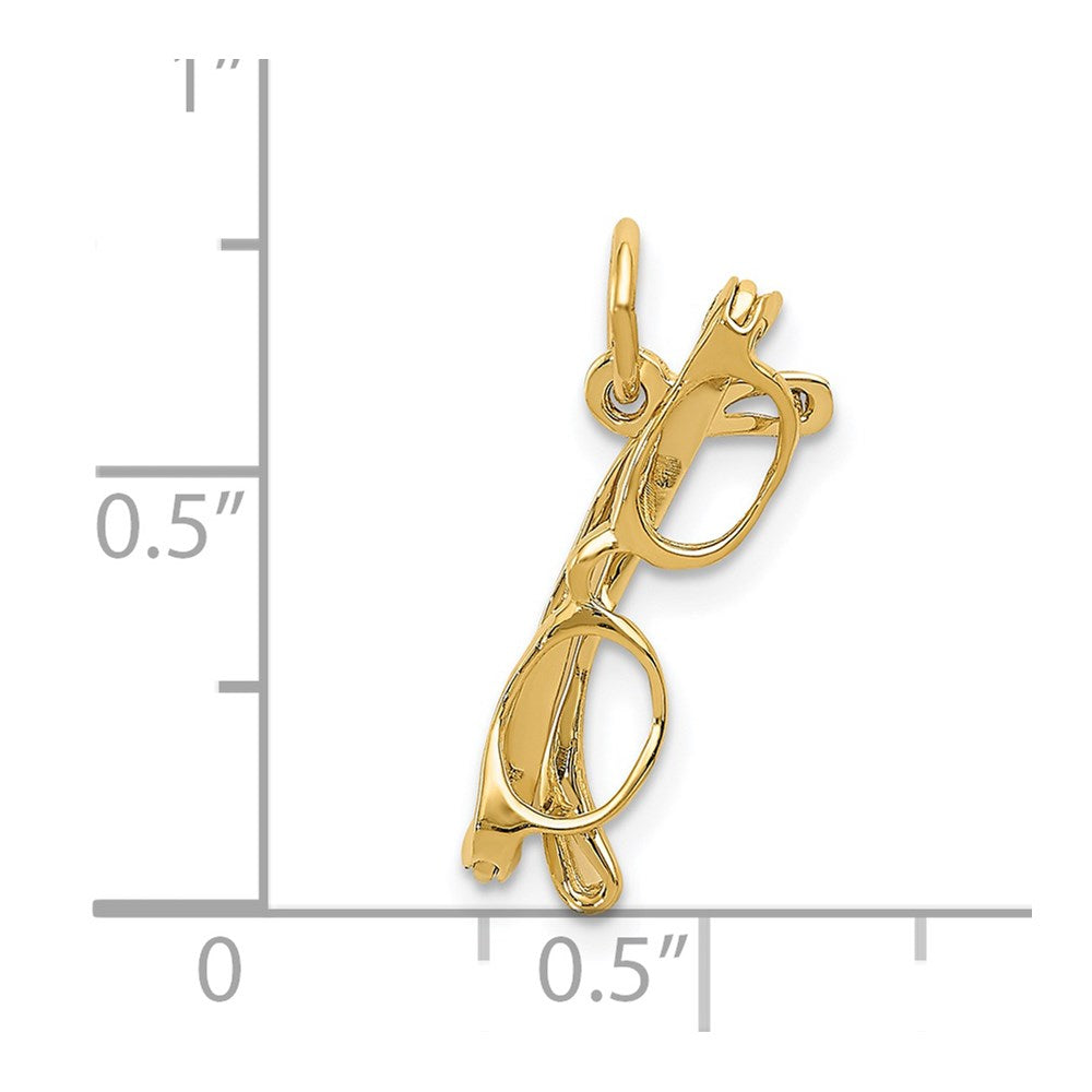 Million Charms 14K Yellow Gold Themed Glasses Charm