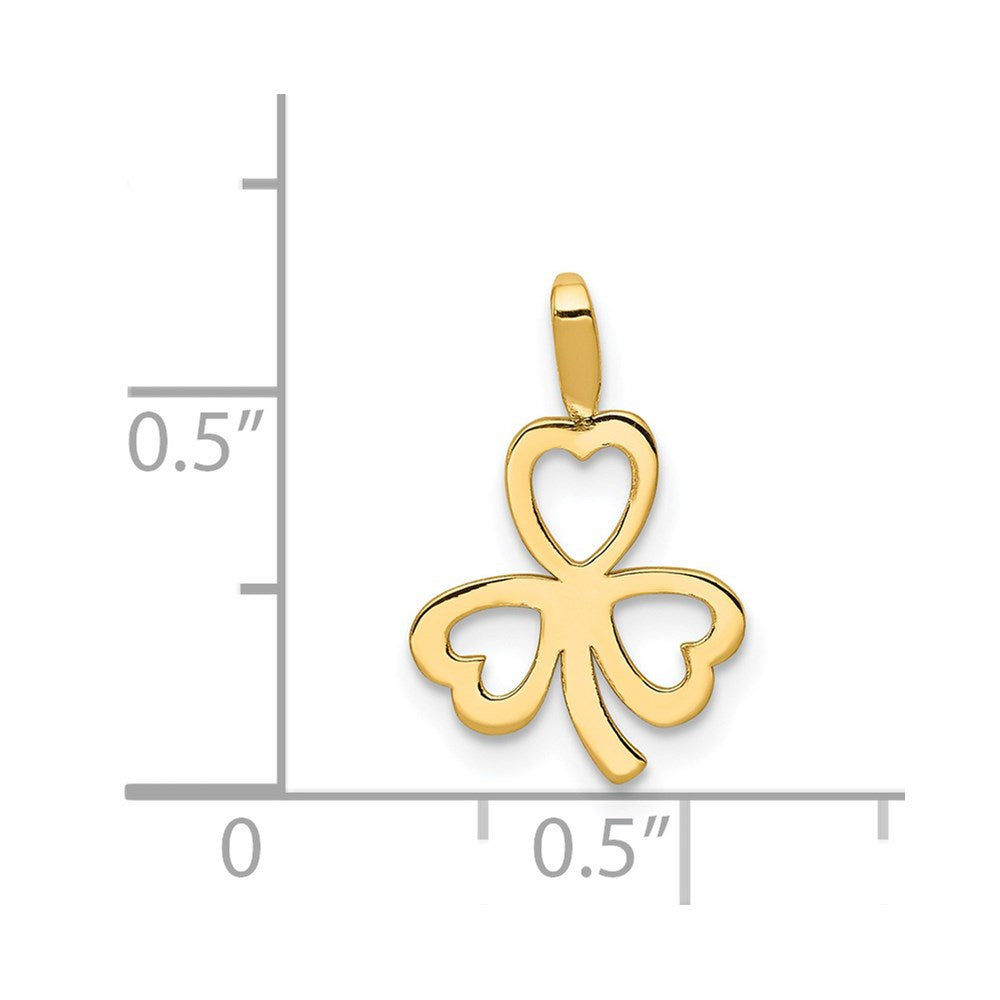 Million Charms 14K Yellow Gold Themed Heart Lucky Clover Charm