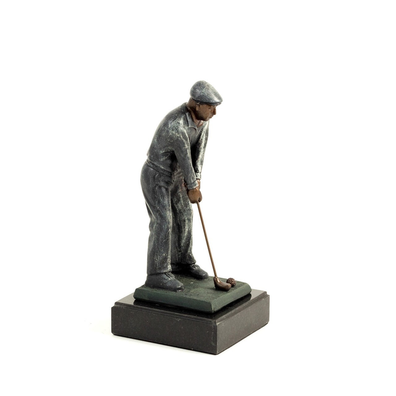 Occasion Gallery Silver Color 9" High Cold Cast Golfer On Marble Base. 4 L x 4.25 W x 9 H in.