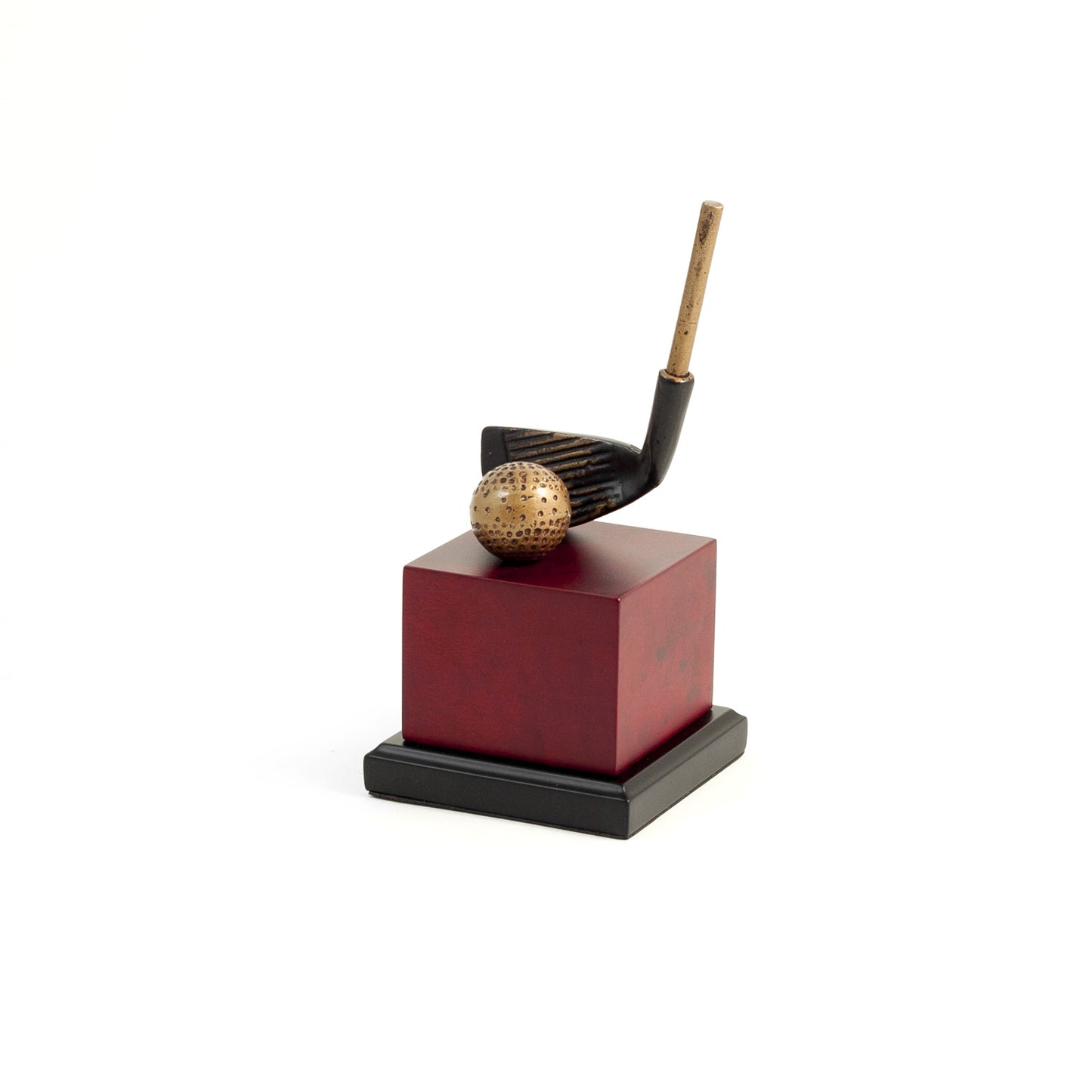 Occasion Gallery Black/Burl Wood Color 9" Golf Club Head Sculpture on Burl Wood Base. 4.25 L x 4.25 W x 9 H in.