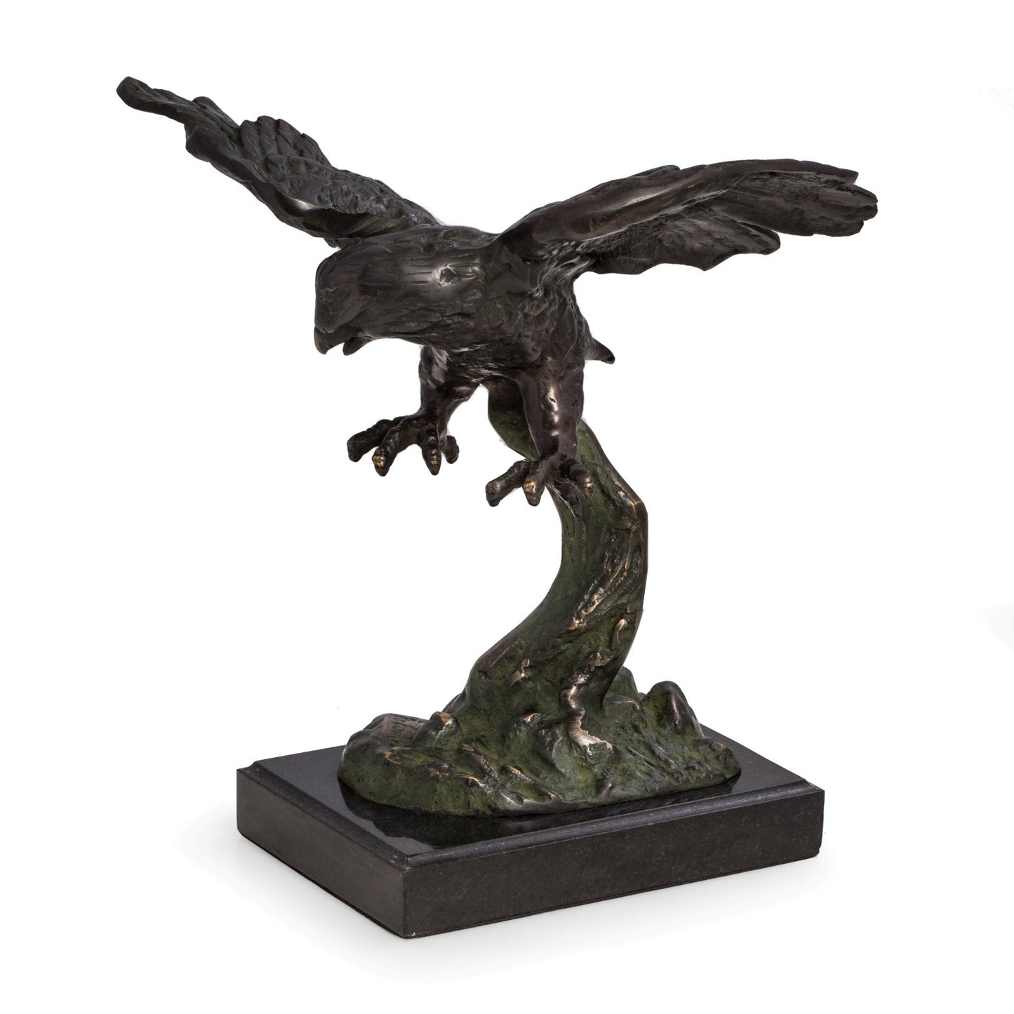 Occasion Gallery Bronze Color Soaring Eagle Sculpture with Bronzed Finish on Marble. 11.5 L x 7.5 W x 11 H in.
