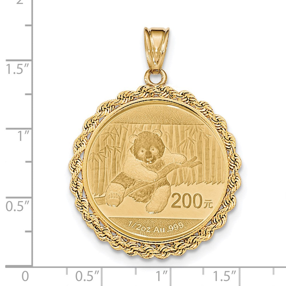 Million Charms 14K Yellow Gold Themed Hand Made Rope Polished Prong 1/2P Bezel With Coin