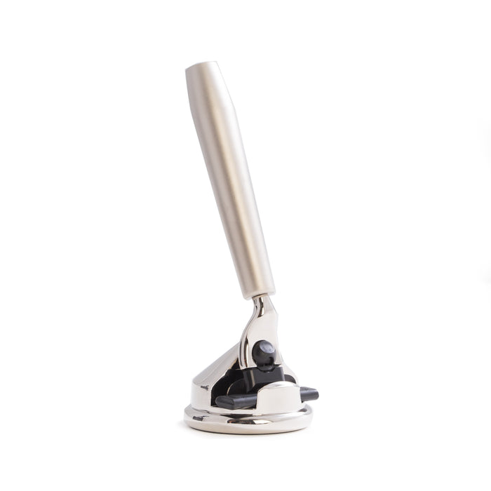 Occasion Gallery Silver Color "Mach 3" Razor on Chrome Plated & Satin Finished Base. 2 L x 6 W x 2 H in.