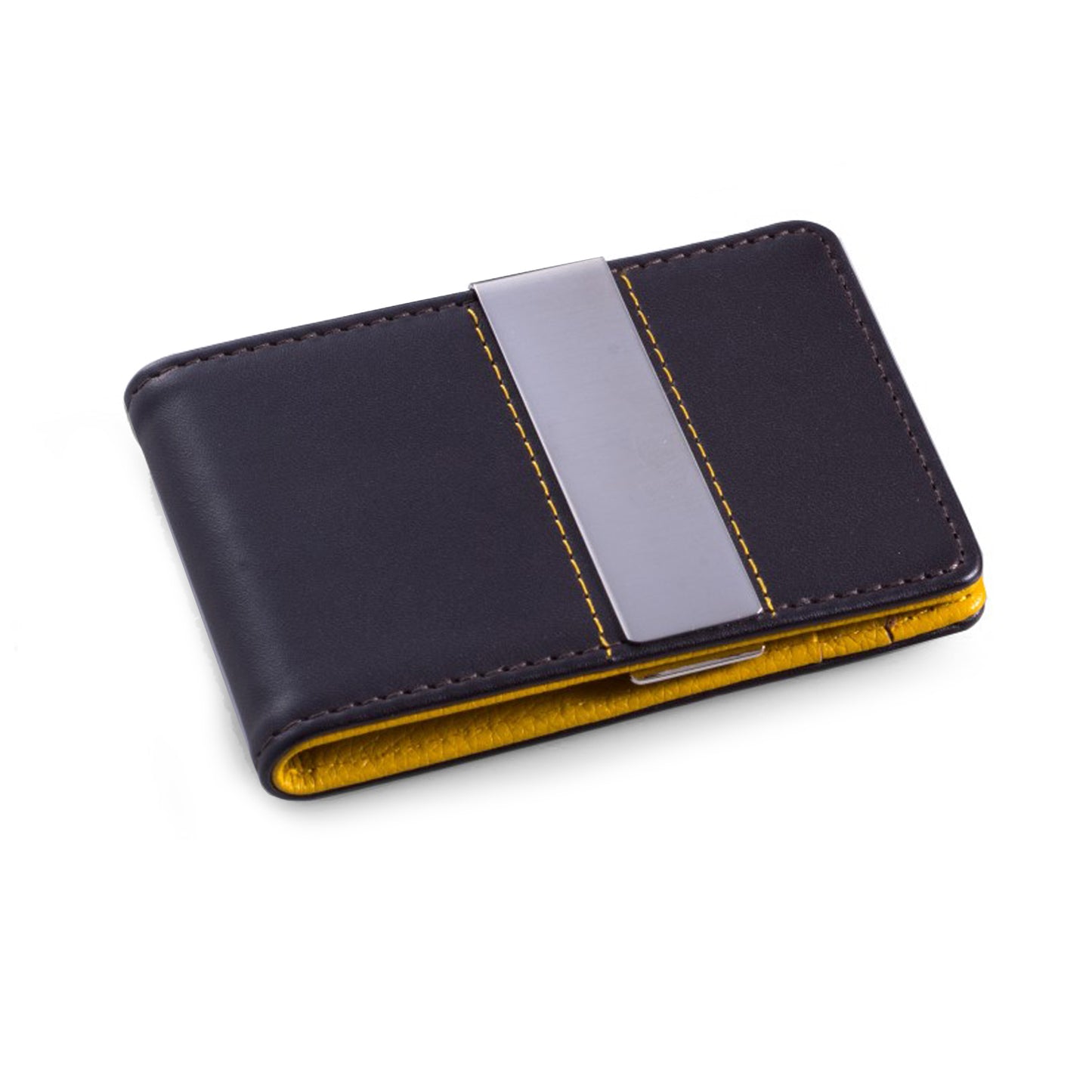 Occasion Gallery Brown Color Brown Leather Wallet with Credit Card / ID Slots and Stainless Steel Money Clip. 4.25 L x 2.85 W x 0.5 H in.
