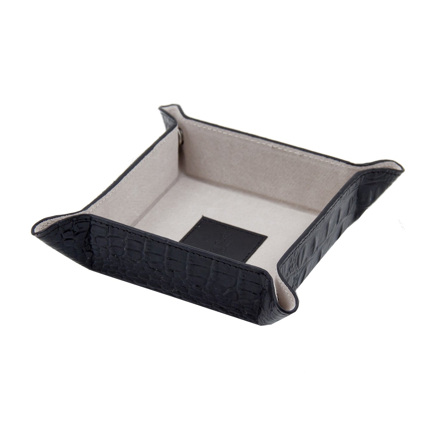 Occasion Gallery Black Color Black "Croco" Leather Snap Valet with Pig Skin Leather Lining. 5 L x 5 W x 1.5 H in.