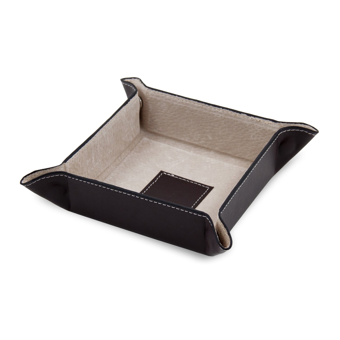 Occasion Gallery Brown Color Brown Leather Snap Valet with Pig Skin Leather Lining. 5 L x 5 W x 1.5 H in.