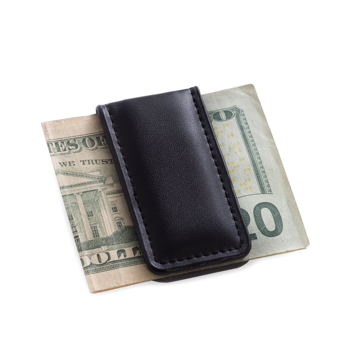 Occasion Gallery Black Color Black Leather Magnetic Money Clip. 1.5 L x 0.25 W x 2.75 H in.