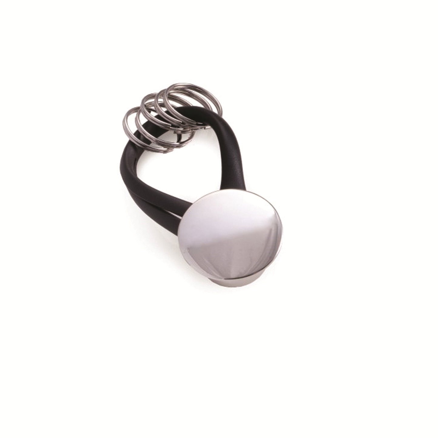 Occasion Gallery Black/Silver Color Valet Key Ring with Black Rubber & Silver Trim. 1.15 L x 0.65 W x 3.85 H in.